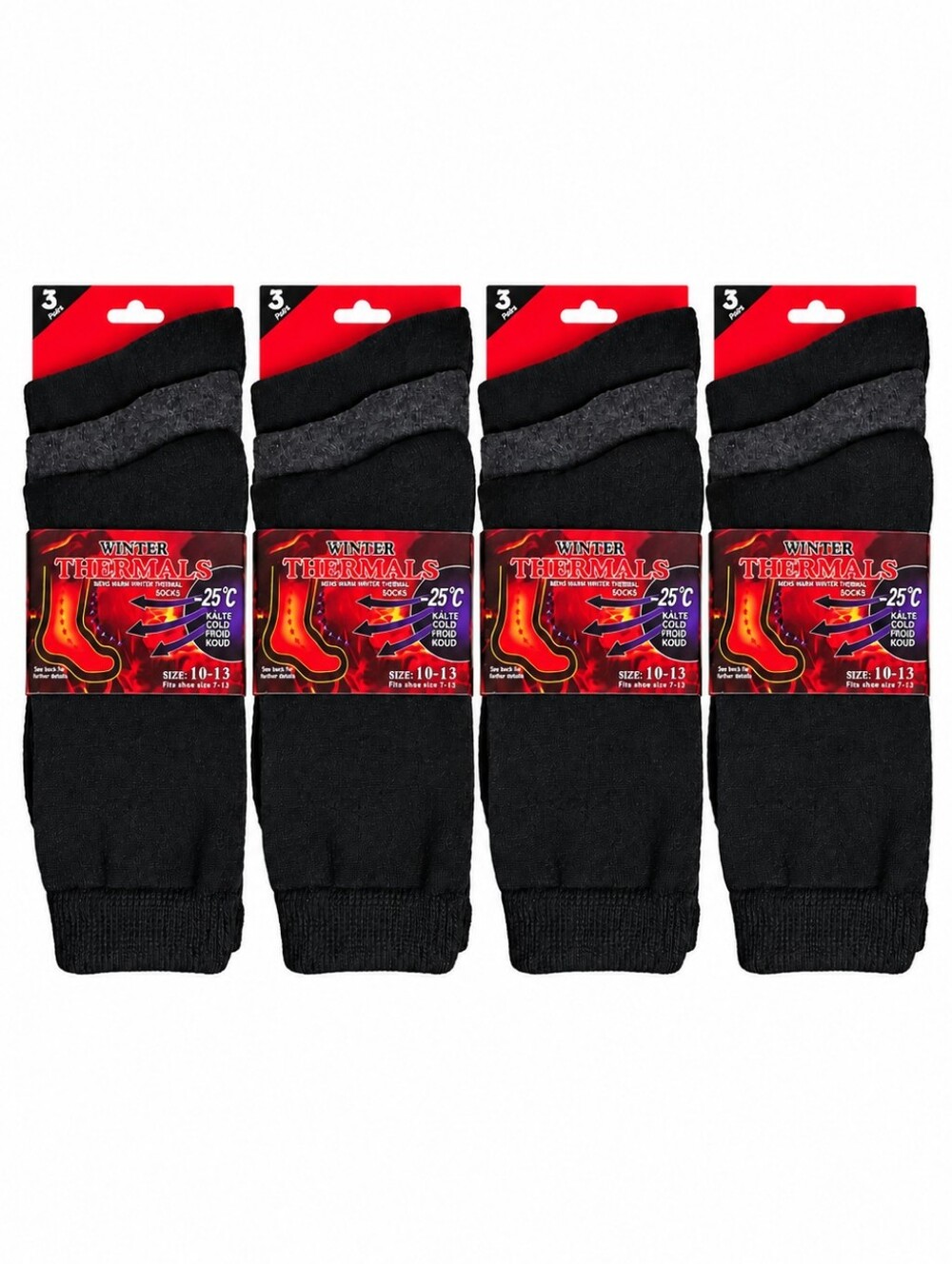 12 Pair Men’s Winter Thermal Socks Heavy Warm Cold Weather Crew Socks Size 10-13